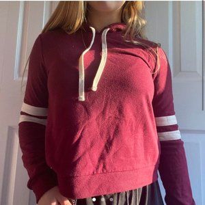 Maroon Varsity Striped Hoodie